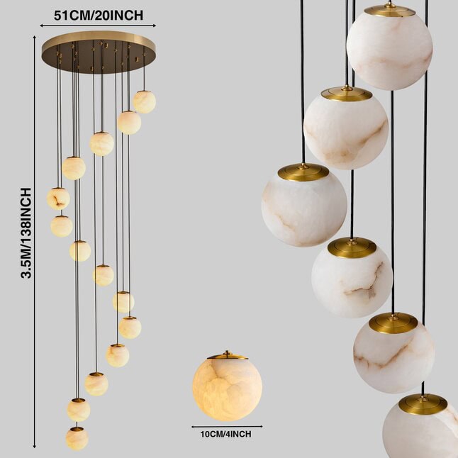 14 Light Alabaster Staircase Chandelier — product view 9
